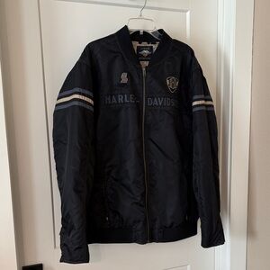 Harley-Davidson Black Varsity Jacket with Gray/Blue Accents